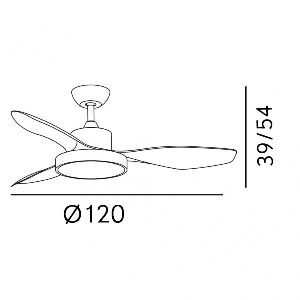 Ventilador DC Hayate  48w 4080lm Niq/haya 3 Asp 39/54x120x120cm 3000-4000-6000k C/remoto, Memoria Y Temporizador