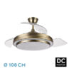 Ventilador Dc Ibe 59w 6980lm Cuero 3 Asp.desp. 107d 3000-4000-6000k Remoto, Reg.intensidad, Memoria Y Temporizador