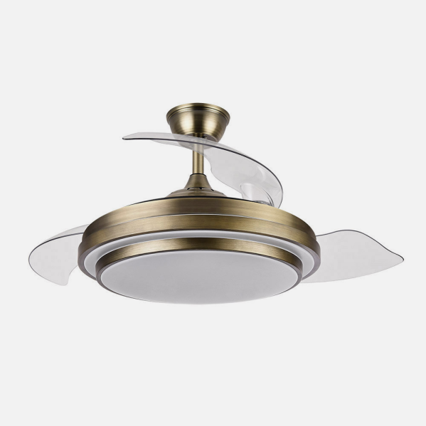 Ventilador Dc Ibe 59w 6980lm Cuero 3 Asp.desp. 107d 3000-4000-6000k Remoto, Reg.intensidad, Memoria Y Temporizador