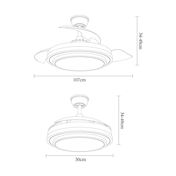 Ventilador DC Ibe 59w 6980lm Niquel 3 Asp.desp. 107d 3000-4000-6000k Remoto, Reg.intensidad, Memoria Y Temporizador