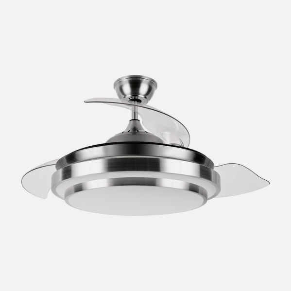 Ventilador DC Ibe 59w 6980lm Niquel 3 Asp.desp. 107d 3000-4000-6000k Remoto, Reg.intensidad, Memoria Y Temporizador