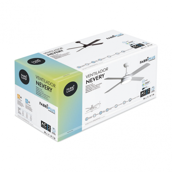 Ventilador Dc Nevery 26w Blanco 4aspas Blanco/haya 122d 2950lm 3000k,4000k,6000k Remoto-temporizador-memoria 24