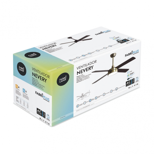 Ventilador Dc Nevery 26w Cuero 4 Aspas Roble/nogal 122d 2950lm 3000-4000-6000k  Remoto-temporizador-memoria 24