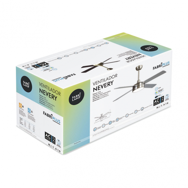Ventilador Dc Nevery 26w Niquel 4 Aspas Haya/plata 122d 2950lm 3000-4000-6000k Remoto-temporizador-memoria 24