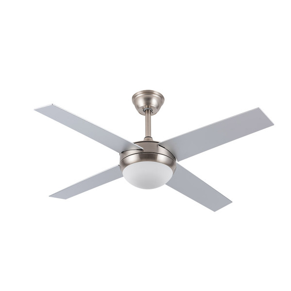 Ventilador  Dc Ciro 2xe27 Niquel 4 Asp.rev. Plata/haya 35/45x116,8d Remoto Y Temporizador