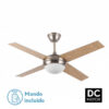 Ventilador  Dc Ciro 2xe27 Niquel 4 Asp.rev. Plata/haya 35/45x116,8d Remoto Y Temporizador