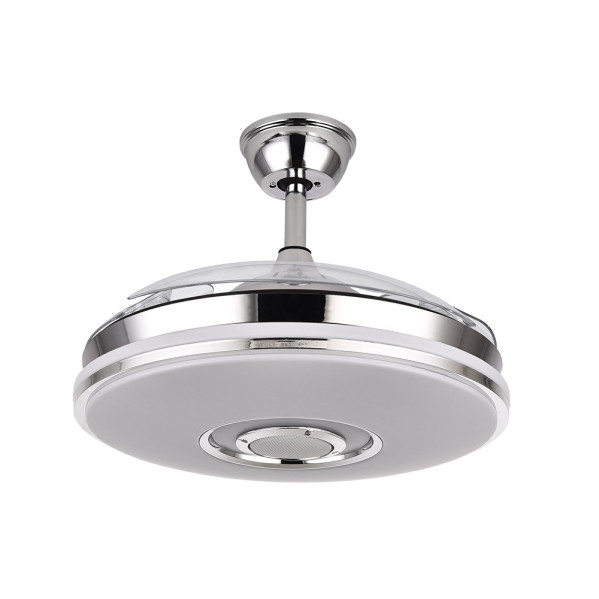 Ventilador Dc Noto 72w 6120lm Cromo 3asp.desp.108d 3 Colores+rgb Bluetooth, Remoto, Memoria Y Altavoz