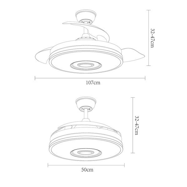 Ventilador Dc Noto 72w 6120lm Cromo 3asp.desp.108d 3 Colores+rgb Bluetooth, Remoto, Memoria Y Altavoz