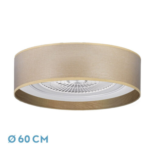 Ventilador Tania 72w Madera Clara 6120lm 5 Aspas 3 colores C/remoto,memoria,reg.Intensidad,temporizador 25x60x60 Cm