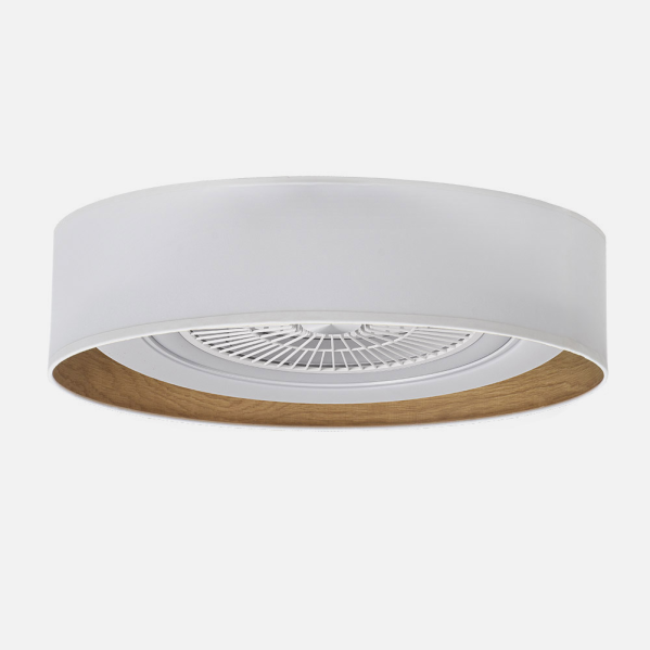 Ventilador Tania 72w Blanco/madera Clara 6120lm 5 Aspas 3col Remoto,memoria,reg.Intensidad,temporizador 25x60x60 Cm