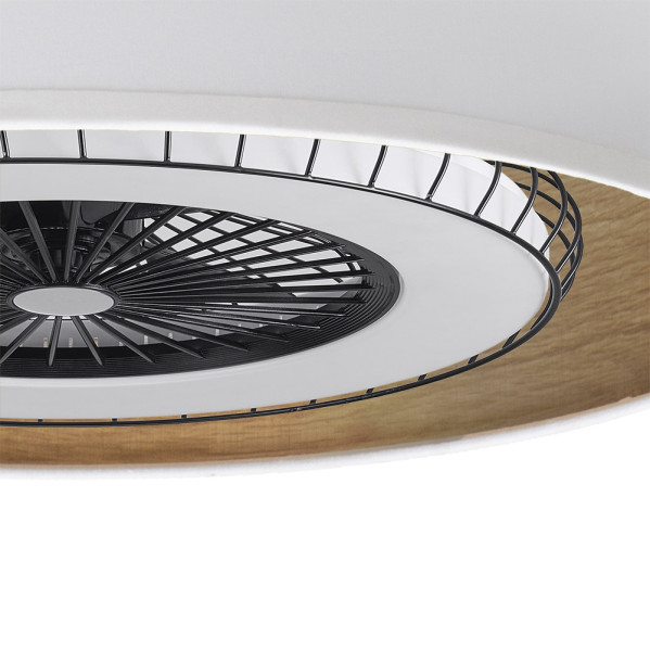 Ventilador DC Tania 72w Blanco/madera Clara 5 Aspas 6 Velocidades 3col Remoto,memoria,reg.Intensidad,temporizador 6120lm 70d