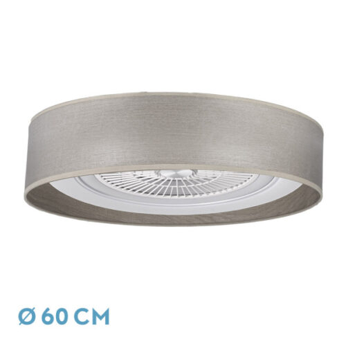 Ventilador Tania 72w Madera Gris 6120lm 5 Aspas 3col. Remoto,memoria,reg.Intensidad,temporizador 25x60x60 Cm