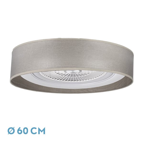 Ventilador Tania 72w Madera Gris 6120lm 5 Aspas 3col. Remoto,memoria,reg.Intensidad,temporizador 25x60x60 Cm