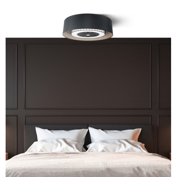 Ventilador DC Tania 72w Negro/madera Gris 5 Aspas 6 Velocidades 3col Remoto,memoria,reg.Intensidad,temporizador 6120lm 70d