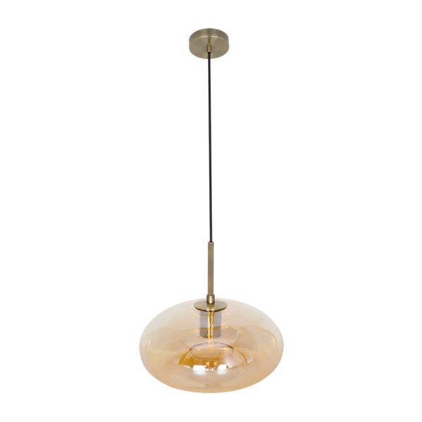 Colgante Pinap 1xe27 Cuero/ambar Regx28x28 Cm