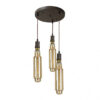 Lampara Elio 3xe27 Marron/ambar Bombillas Incluidas 24w 3000k 1920lm Regx30x30 Cm