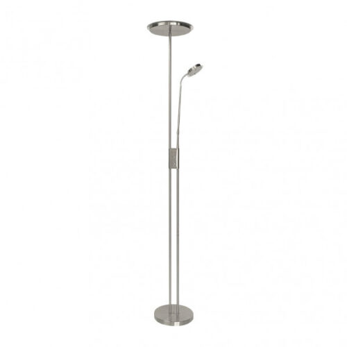 Pie De Salon Antares 20w+7w 4000k  C/lector  Niquel 183x25x25 Cm Tactil c/reg.Intensidad Y Memoria