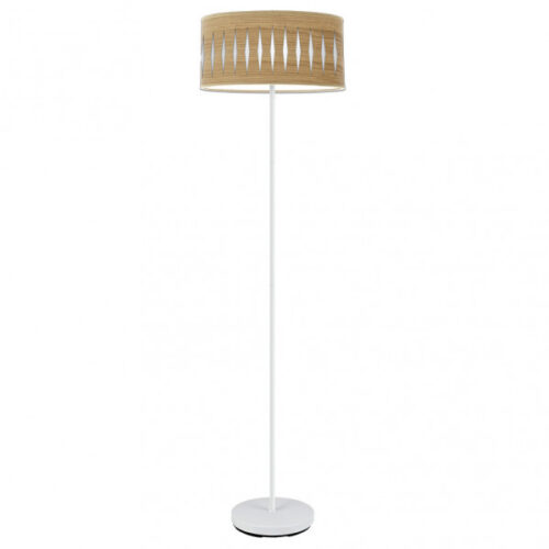 Pie Salon Piron 1xe27 Blanco/madera Clara 165x40x40 Cm