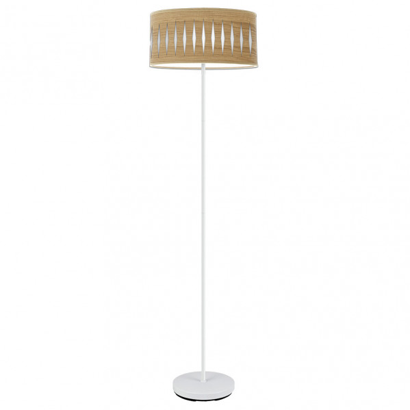 Pie Salon Piron 1xe27 Blanco/madera Clara 165x40x40 Cm