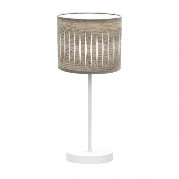 Sobremesa Piron 1xe14 Blanco/madera Gris 42x17x17 Cm