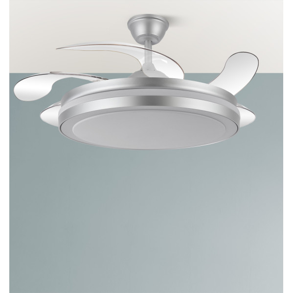 Ventilador Dc Esparta Maxi 80w 10255lm Plata 132d 5asp 3000-4000-6000k Remoto+temporizador+memoria
