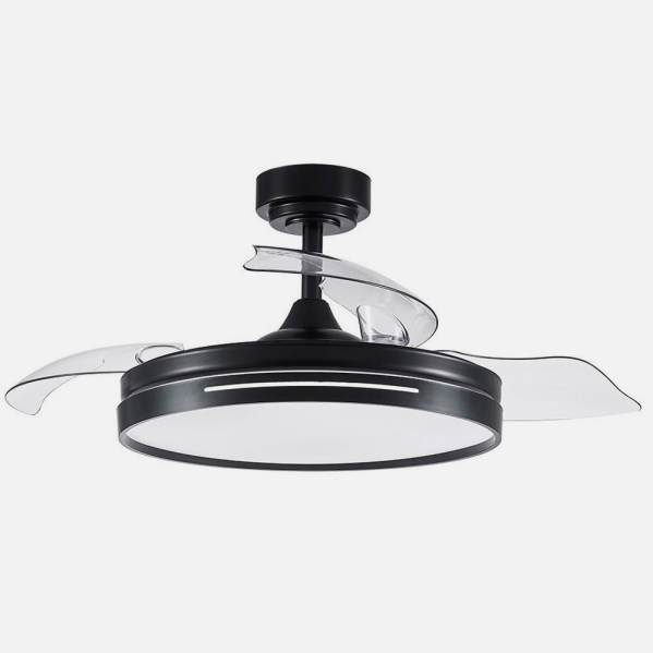 Ventilador DC 72w Micenas Negro 3 Aspas 108d  6 Veloc. 7200lm 3 Colores C/remoto, Memoria Y Temporizador  24