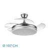 Ventilador Bayomo 59w 6980lm Niquel 4 Aspas Desp. 34,5/42x50/107 D.3 Color. Dc.remoto+Reg.Intensidad