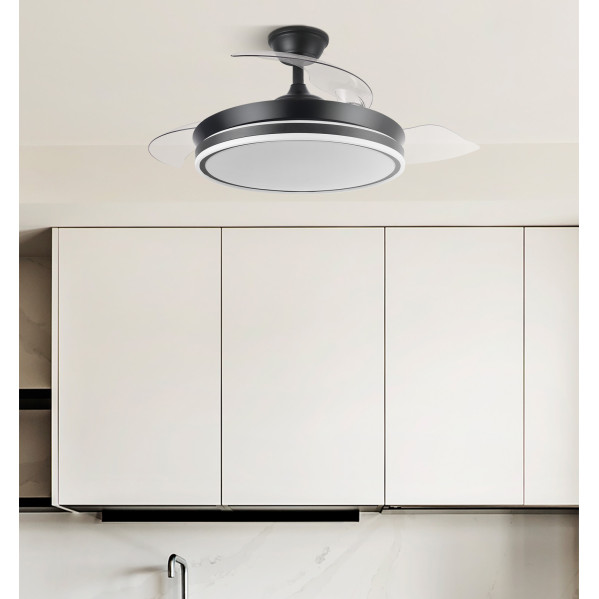 Ventilador Bayomo 72w 6120lm Negro 3 Aspas Desp. 32/47x49/108d.3 Color.motor Dc.remoto