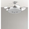 Ventilador Dani 59w 6980lm Niquel 4 Aspas Desplegables 6 Velocidades107d 3000-4000-6000k Remoto, Reg.Int, Memori Y Tempor