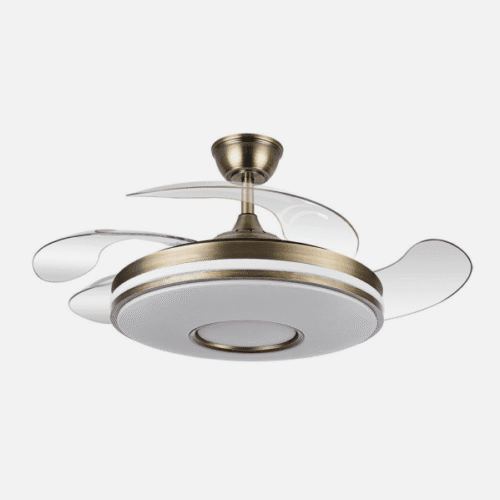 Ventilador Dani 59w 6980lm Cuero 4 Aspas Desplegables 106d 3000-4200-6500k Remoto, Reg.Intensidad, Memor. Y Tempor. 24