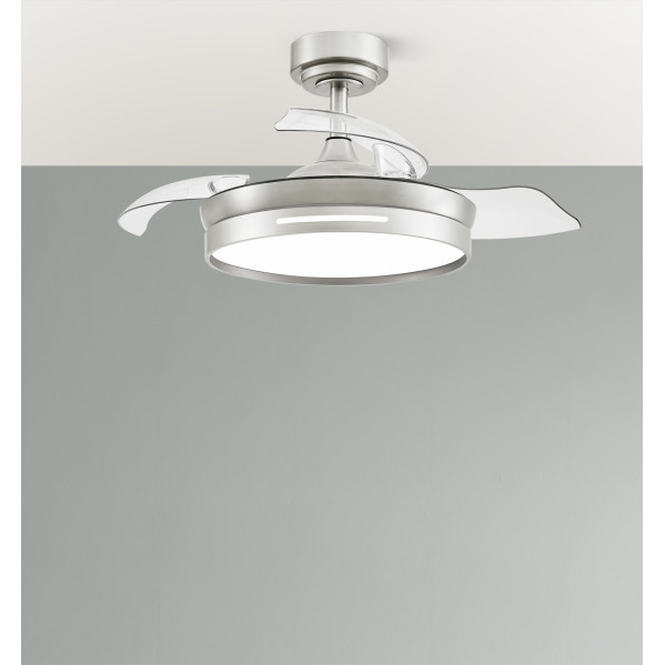 Ventilador Dc 48w Micenas Niquel 3asp.91d 6velocidades 4800lm 3000-4500-6000k Remoto+reg.intensidad+memoria+temporizador 25
