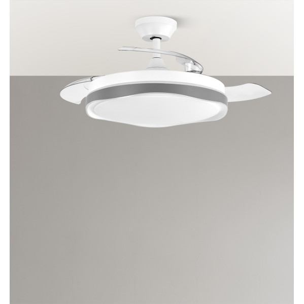 Ventilador Dc Blondi Blanco/gris 72w 3aspas 107d 7200lm 6vel 3000k,4500k,6000k, Remoto+temporizador+memoria