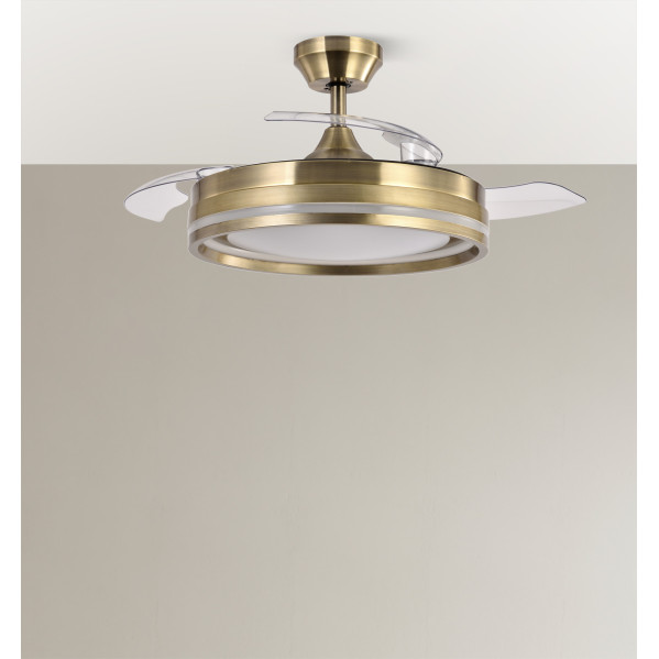 Ventilador Dc Cerrato Cuero 72w 3aspas Desplegables 107d 7200lm 6vel 3000k,4500k,6000k, Remoto+temporizador+memoria