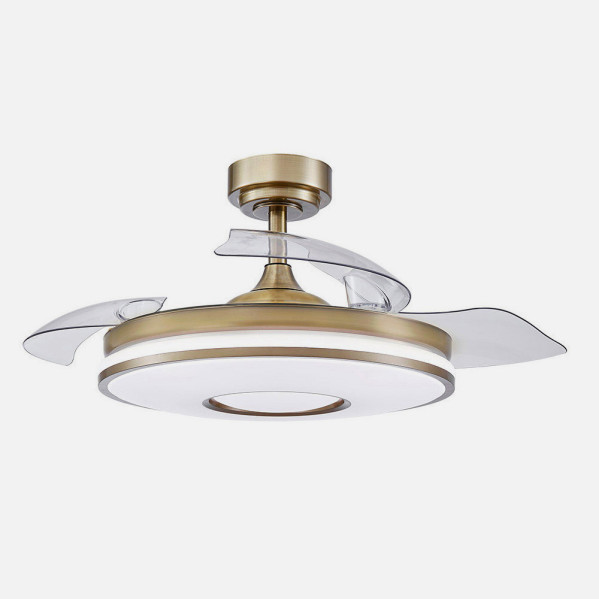 Ventilador Dc Dani 59w 6980lm Cuero 4aspas 6velocidades 91d 3000-4000-6000k Remot+reg.intensidad+memor+temporiz