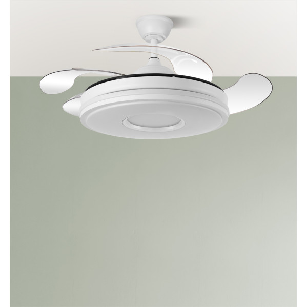 Ventilador Dc Dani 59w 6980lm Blanco 4aspas 6velocidades 107d 3000-4000-6000k Remoto+Reg.Intensidad+memoria+temporizador 24
