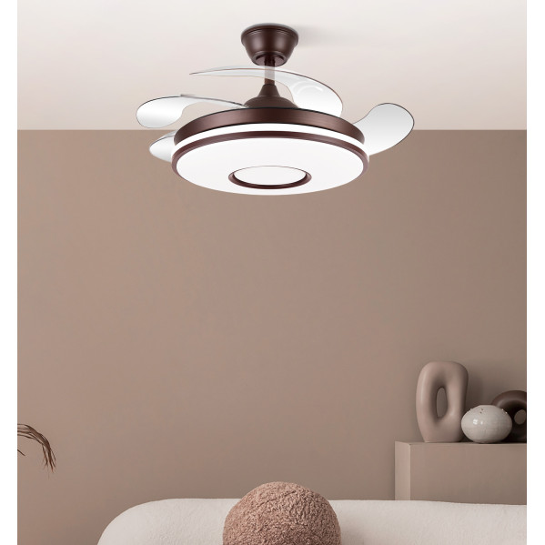Ventilador Dc Dani Mini 59w Marron 4asp 91d 6980lm 3000-4000-6000k Reg.intensidad Remoto,memoria,temporizador