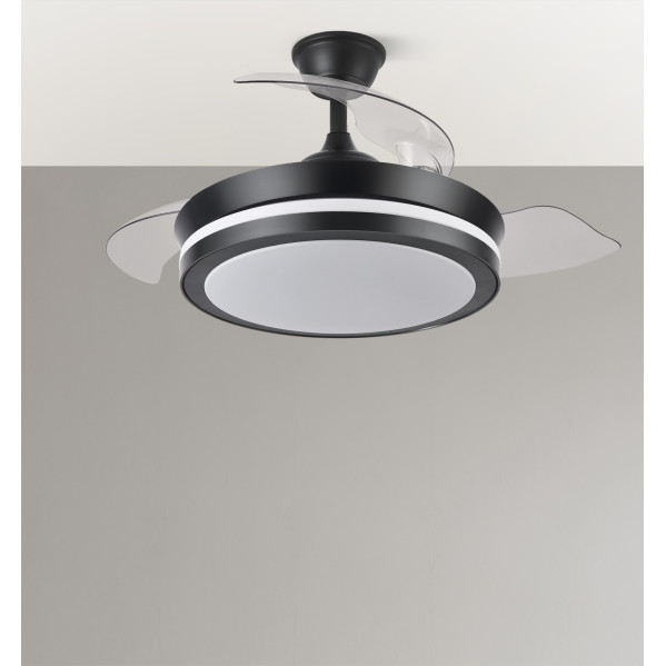 Ventilador Dc Esparta Negro  Mini 72w 6120lm 91d 3asp.d Esp.3000-4000-6000k Remoto+tempor+memori