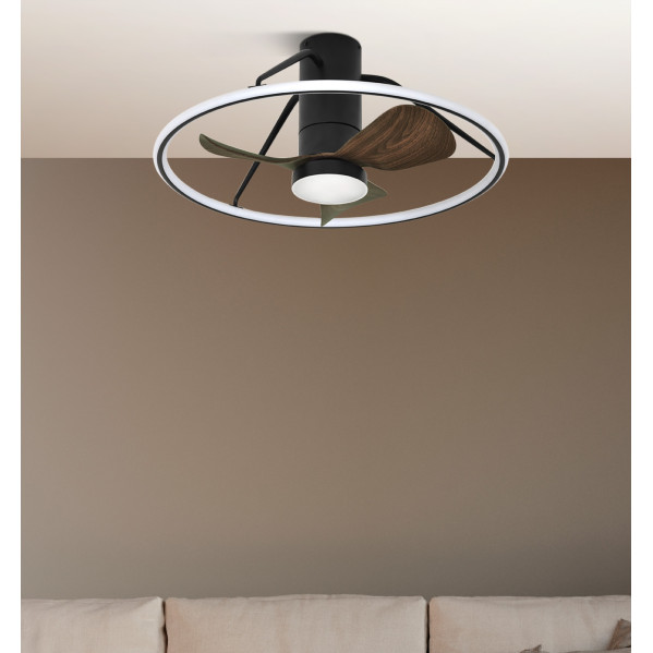Ventilador Dc Oporto 46w Neg/marr 3asp.66d 4600lm 3000-4000-6000k 6vel Remot,tempo,3int.rg
