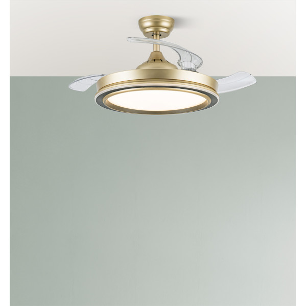 Ventilador Dc Picolo 72w 6226lm Oro/negro 3 Asp  Desp. 106d 3000-4000-6500k Remoto, Memoria, Temporizador