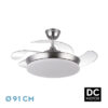 Ventilador Dc Tridente Mini 59w Niquel 4aspas Desp.91d 6980lm Reg.intensidad Remoto+temporizador+memoria 3000-4000-6000k