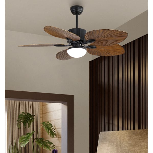 Ventilador Dc 26w Colla Negro 5 Aspas Marron 132cm 6 Velocidades 2950lm Remoto Temporizador Memoria 25