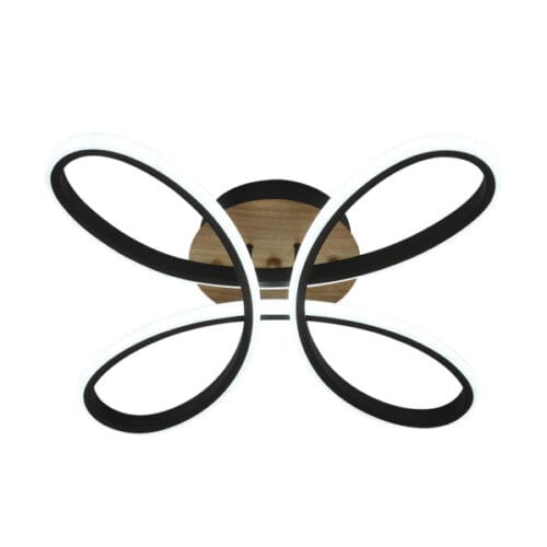 Plafon Bandeira 104w 3000-4000-6500k Negro/madera 11440  Lm C/remoto,memoria Y Reg.intensidad 12x42,5x42,5cm