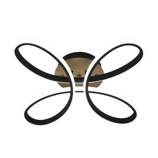 Plafon Bandeira 104w 3000-4000-6500k Negro/madera 11440  Lm C/remoto,memoria Y Reg.intensidad 12x42,5x42,5cm