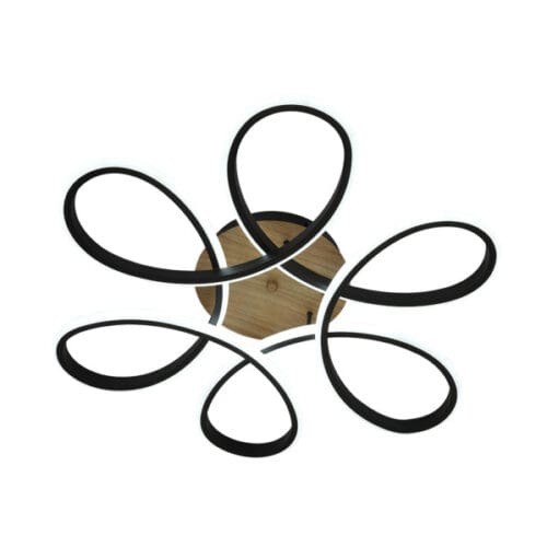 Plafon Bandeira 130w 3000-4000-6500k Negro/madera 14300  Lm C/remoto,memoria Y Reg.intensidad 12x61x61cm