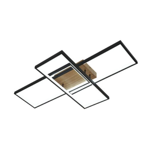 Plafon Madaleta 134w 3000-4000-6500k Negro/madera 14740 Lm C/remoto,memoria Y Reg.intensidad 9,5x79x49,5cm