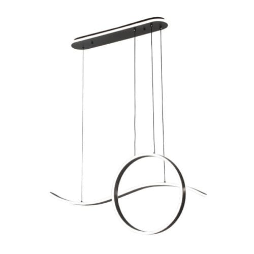 Colgante Style Negro 205w 3000-4000-6000k 17940lm  C/luz Ambiente Remoto Y Reg.intensidad Regx100x15cm