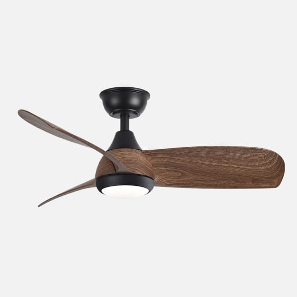 Ventilador Dc Atomo 24w Negro 3aspas Madera Oscura 91d 2640lm 3000k,4000k,6000k Remoto+memoria+temporizador