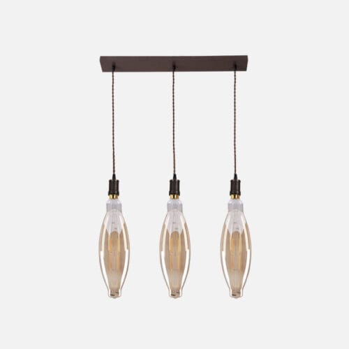 Lampara Elio 3xe27 Marron/ambar  Bombillas   Incluidas 24w 3000k 2550lm Regx64x12 Cm