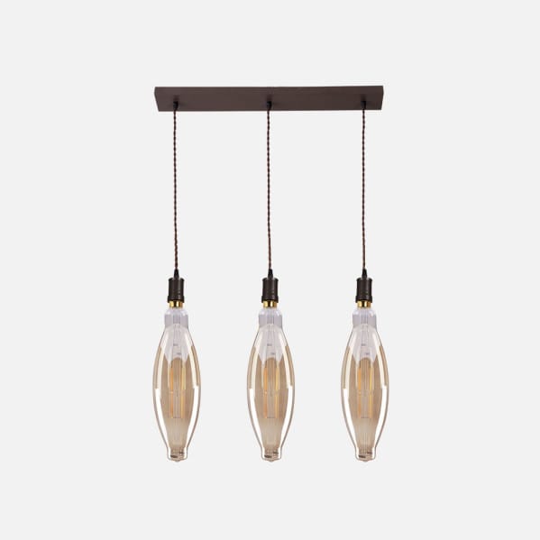 Lampara Elio 3xe27 Marron/ambar  Bombillas   Incluidas 24w 3000k 2550lm Regx64x12 Cm