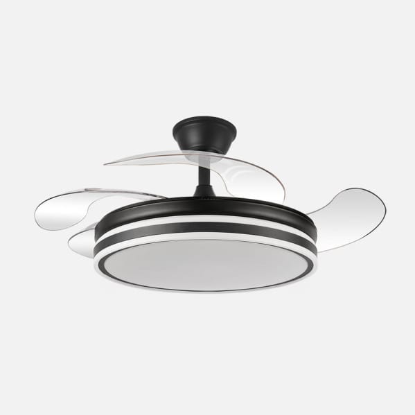 Ventilador Bayomo 59w 6980lm Negro 4 Aspas Desp. 34,5/42x50/107d.3 Color. Motor Dc..remoto+Reg.Intensidad